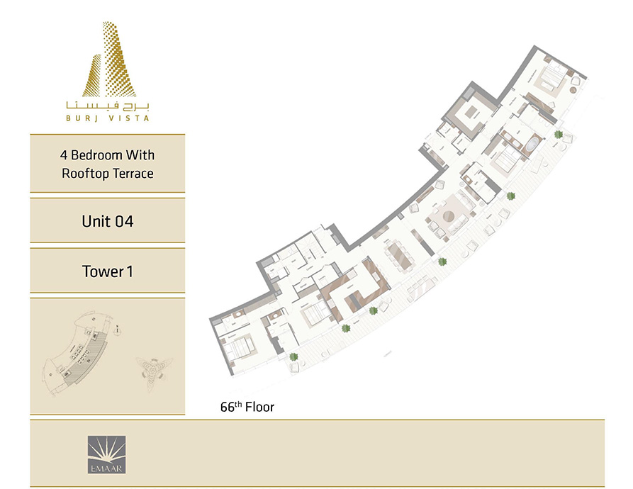 Floor Plan - Emaar Burj Vista Apartments - Downtown Dubai