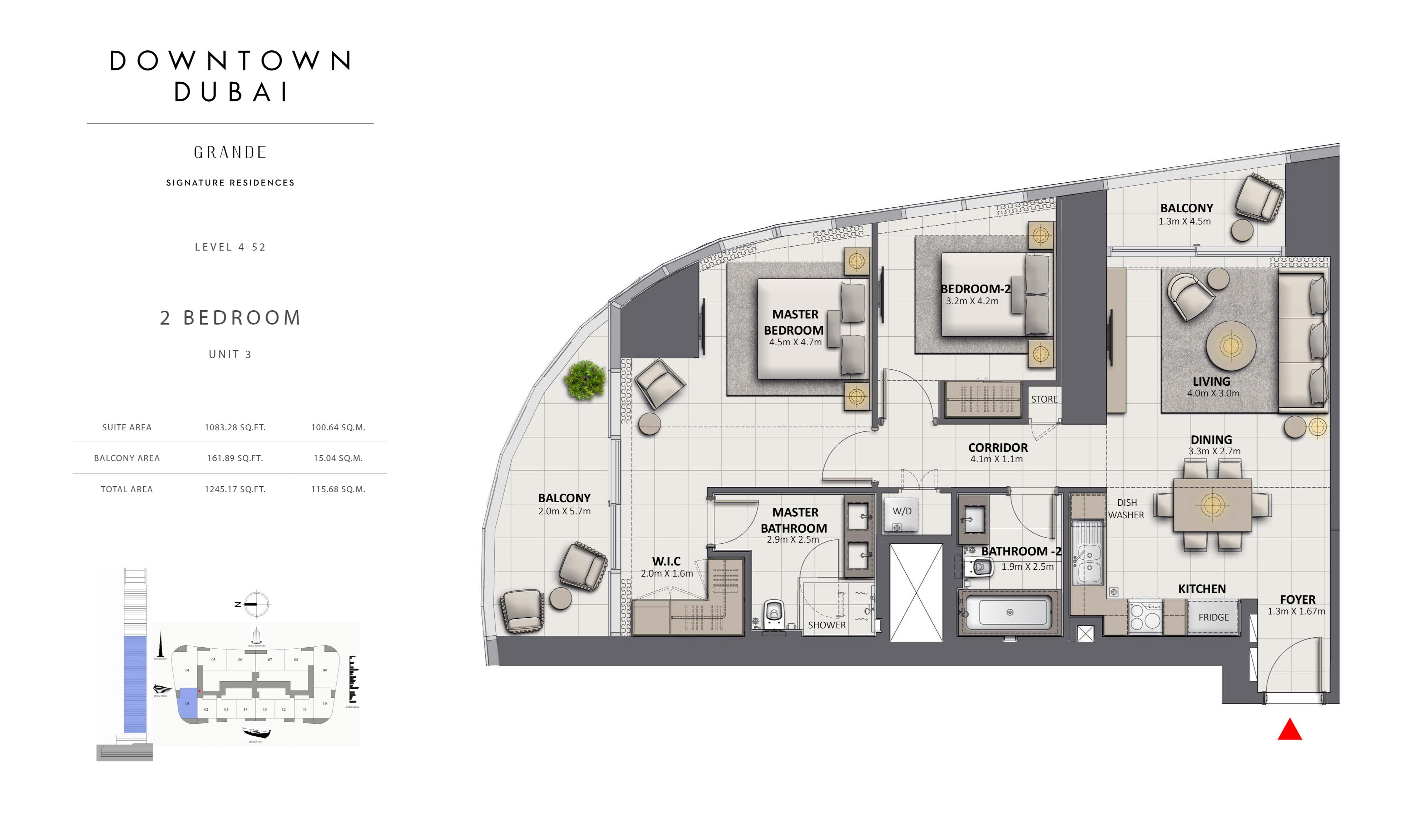 Floor Plan - Emaar Burj Vista Apartments - Downtown Dubai